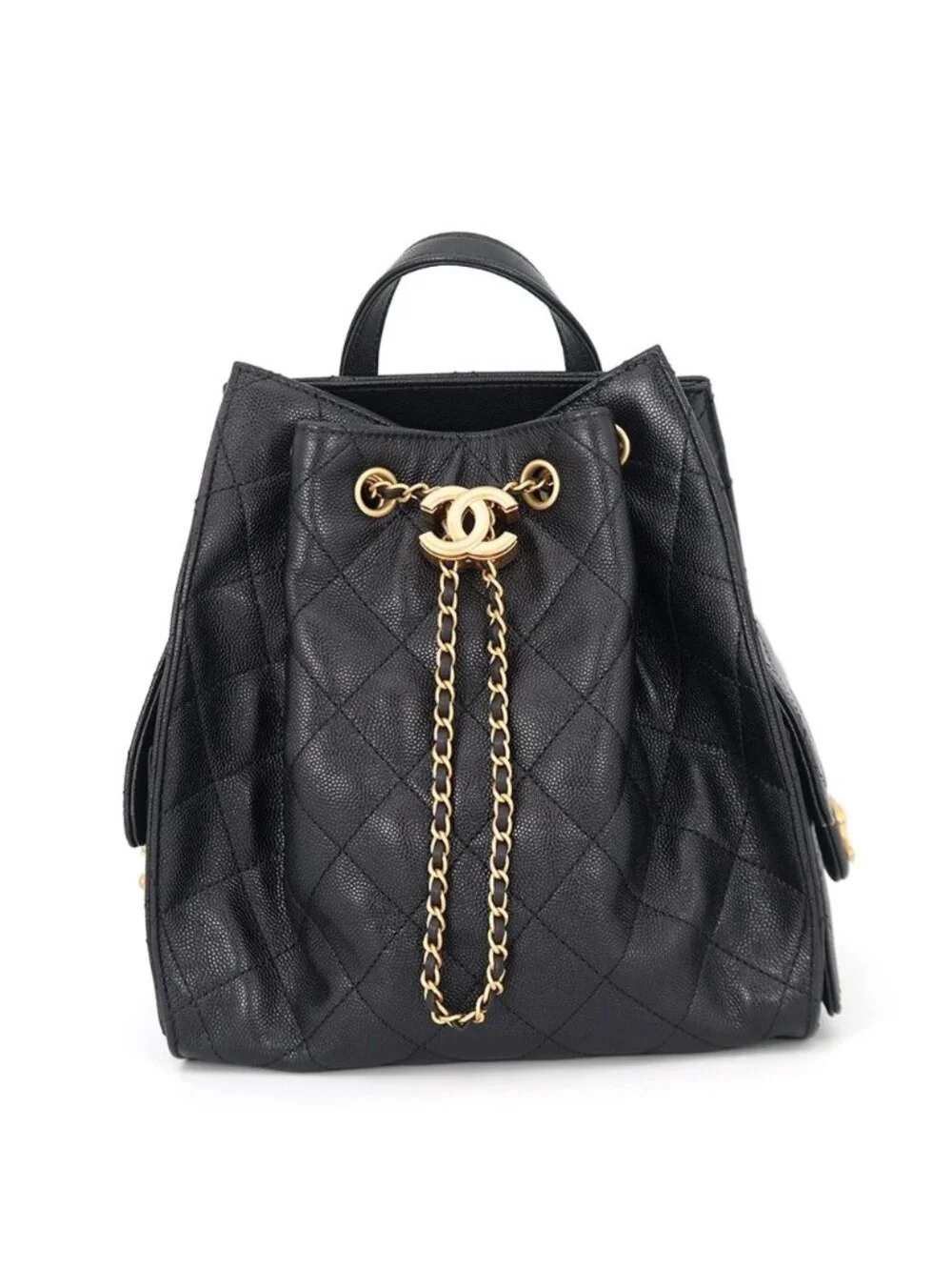 Chanel Backpack 25 Quilted CC Logo Caviar Leather